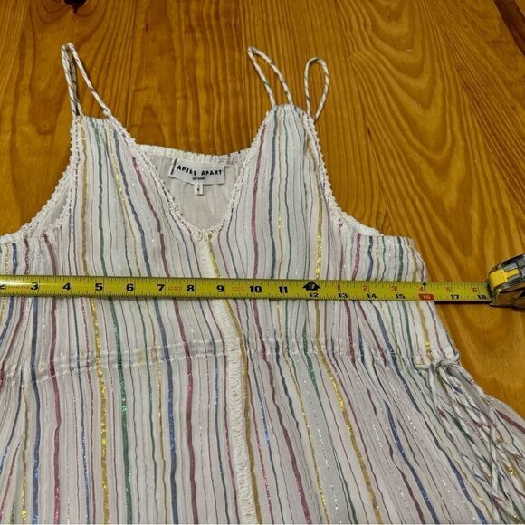 Apiece Apart Daphne Midi Dress Lurex Metallic White Fez Stripe Size 6 - Picture 9 of 13